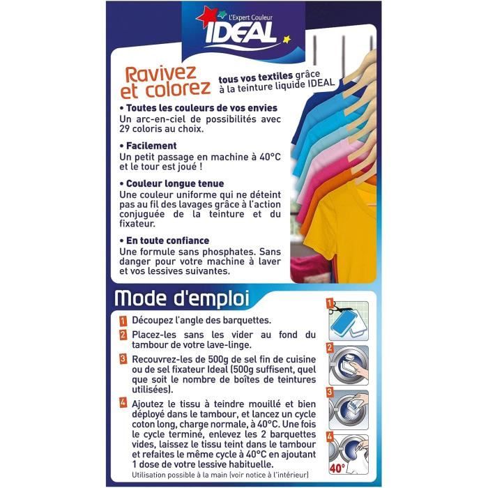 IDEAL - Teinture Tissus Liquide Mini 25 Bleu Jean - 40 ml + 1 Dose