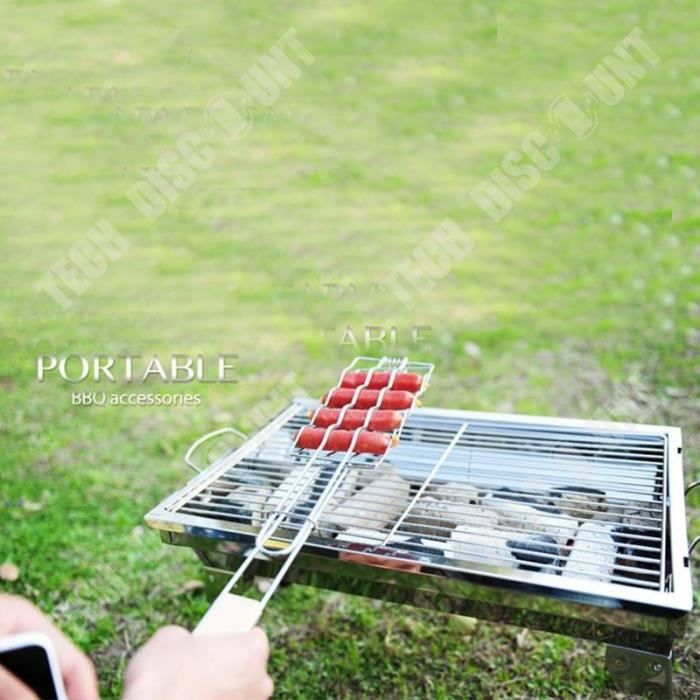 TD® Ustensiles de cuisine pique-nique poignée en bois extérieure  accessoires d'outils Anti-brûlure panier à griller Camping légumes