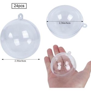 20 Boules De Noël Transparentes 8 Cm – Remplissables DIY, Décoration Intérieure, Mariage, Fêtes - 11