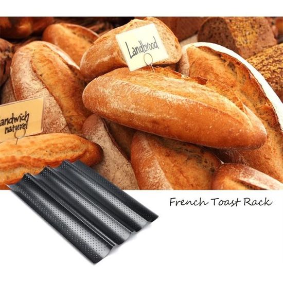 Moule de pain antiadhésif long français (noir) avec 4 creux de