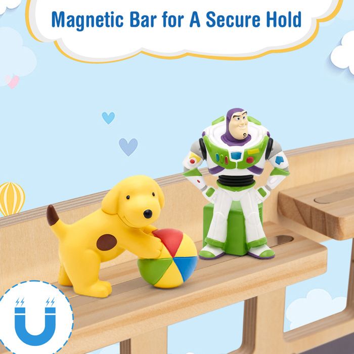 Harewu Étagère Magnétique Toniebox - Range 10-15 Tonies - Nuage Vert Pour Chambre Enfant - Sans Outil