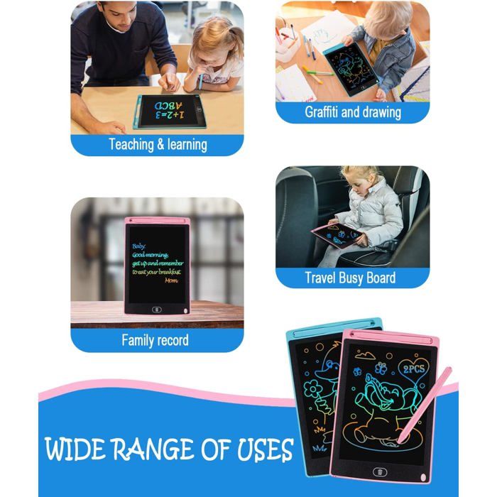 2 Pack Tablette D'Écriture Lcd 12 Pouces,Lcd Tablette Dessin Avec Ecran