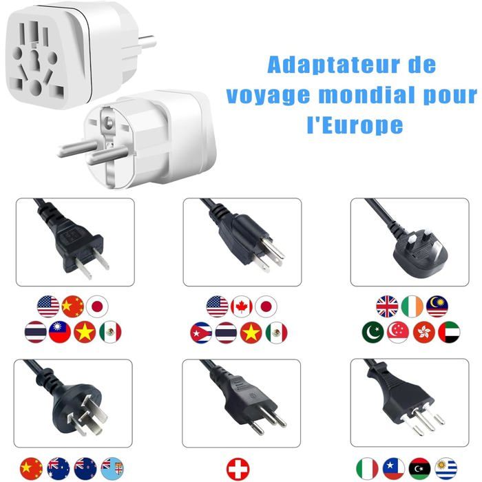 2X Adaptateur Prise Anglaise UK Prise Adaptateur France vers UK, Prise Anglaise Adaptateur