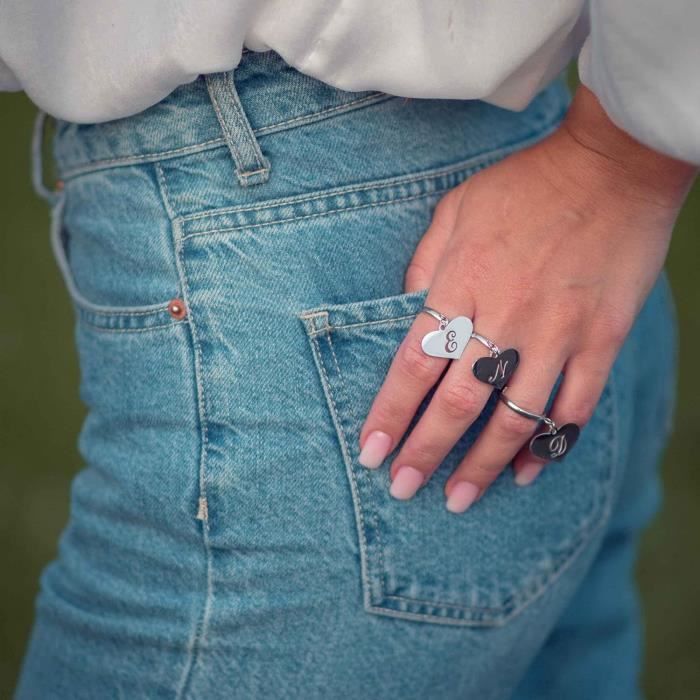 Bague Pendentif Femme Avec Breloque C ur Et Initial Bagues Femmes Reglables Avec Pendentif En Acier Breloque Avec Lettre q19098 Achat Vente pendentif vendu seul Bague Pendentif Femme Avec Breloque