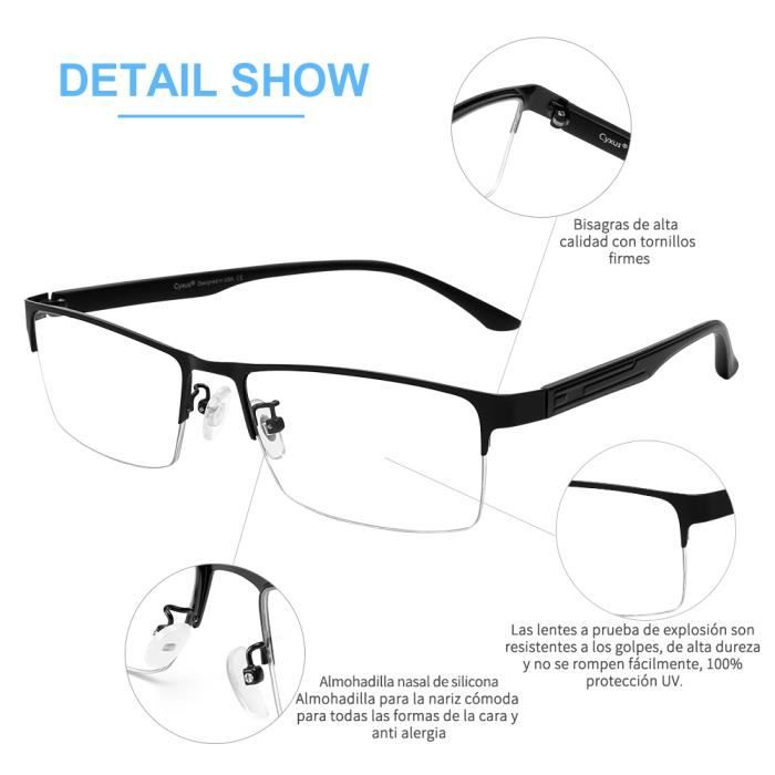 Cyxus lumi re bleue lunettes demi trame transparent Lentille