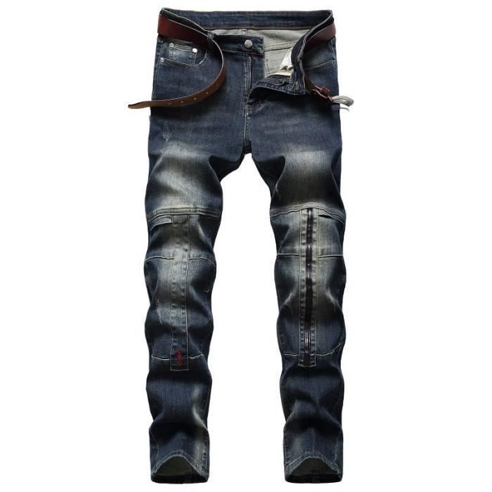 Jeans Fashion Homme Vintage Stretch Coupe Droite Pantalon en Jean