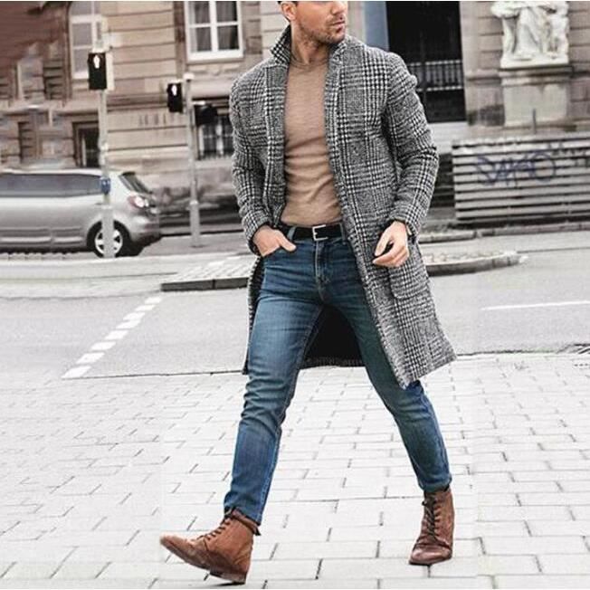 M manteau Manteau a carreaux pour hommes Gris Cdiscount Pret a Porter