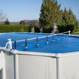 Enrouleur de bâches pour piscines hors-sol GRE - 1,25m à 6,15m - Système permanent - Métal Bleu-3