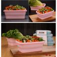 4pcs Boîtes de Conservation en silicone pliable Alimentaires Rétractable Déjeuner Bento Box,Four à micro-ondes, réfrigérateur (vert-3
