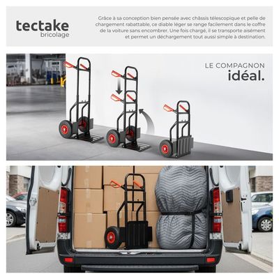 VEVOR Diable Pliant En Aluminium 2-en-1 - Chariot De Déménagement Charge 363 Kg, Convertible En Plateforme Avec Roues Caoutchouc