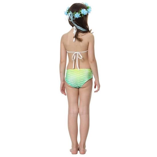 NETTXT 3 Pièces Enfant Filles Maillot de Bain Princesse Queue de Sirène Mermaid Bikini Ensembles Pouvez Ajouter Monopalme