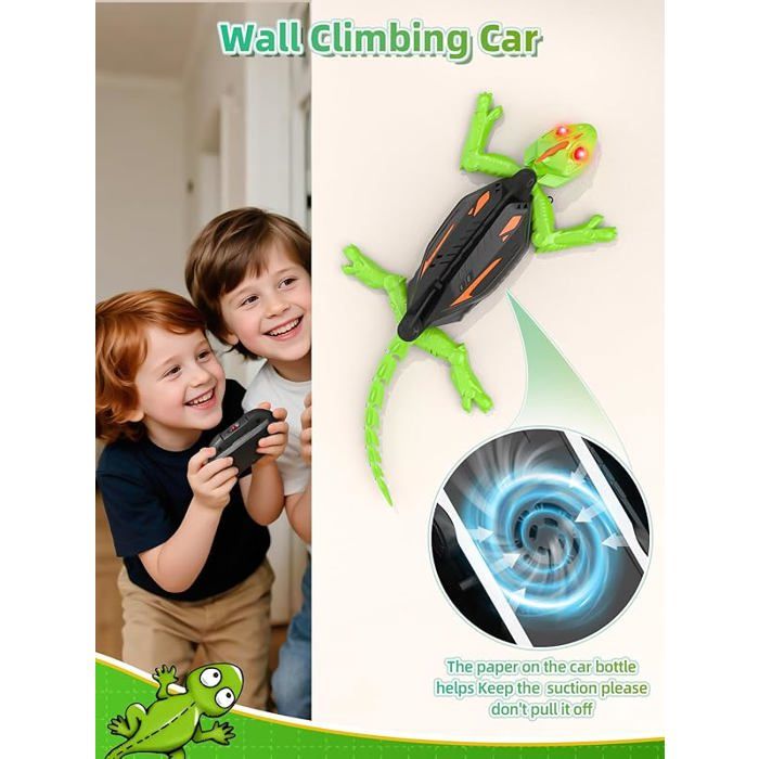 Gecko Grimpeur Radiocommandé – Robot Lézard Qui Escalade Murs Et Plafonds, LED Rouges, 3-8 Ans