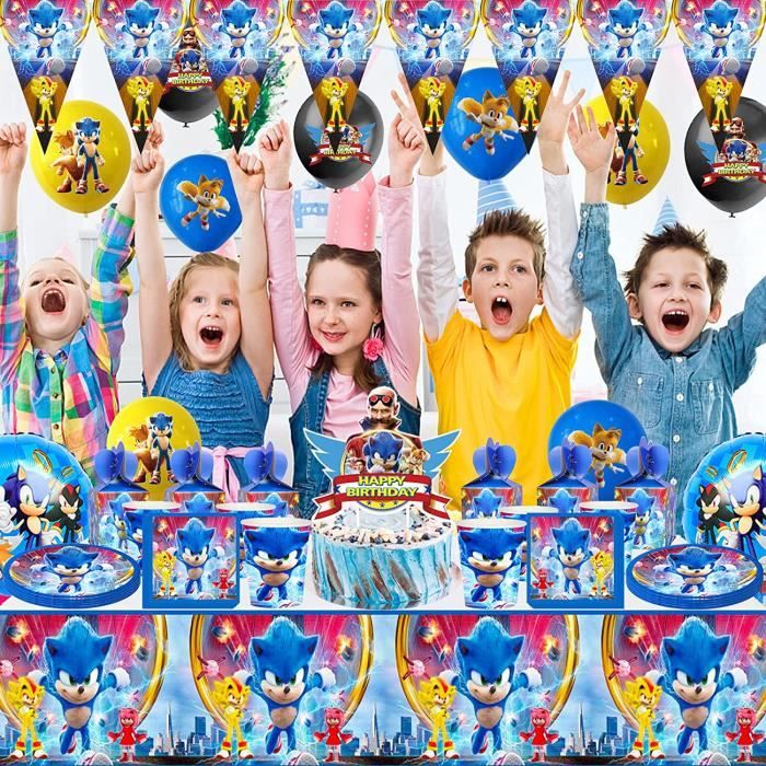 Ensemble Décoration 69 Pièces Sonic Party Supplies Décorations Fête D  anniversaire Hérisson Joyeux Anniversaire - Cdiscount Maison