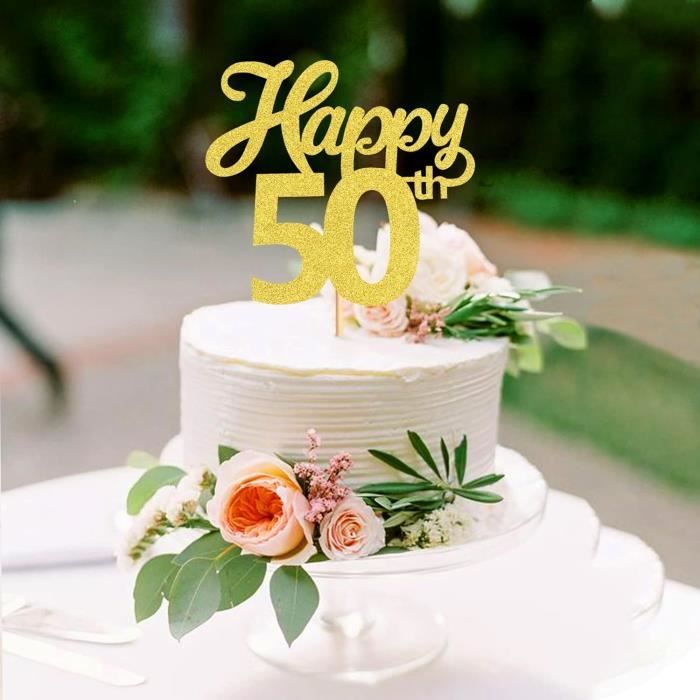 Décoration Gâteau 49+1 Pour 50 Ans - Topper Pailleté Noir - Pour Anniversaire Homme Ou Femme - Fête Inoubliable