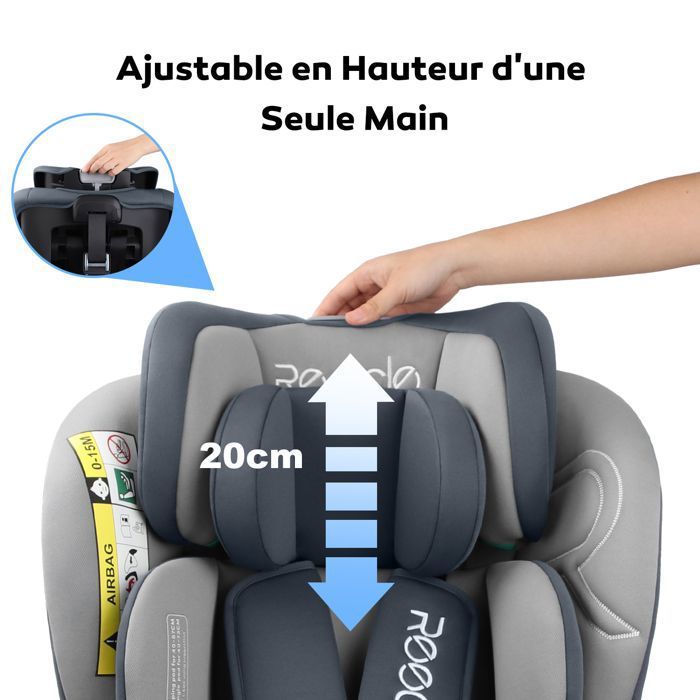 Siège Auto Pivotant Isofix Reecle - Groupe 0+/1/2/3 0-36kg - Dos à