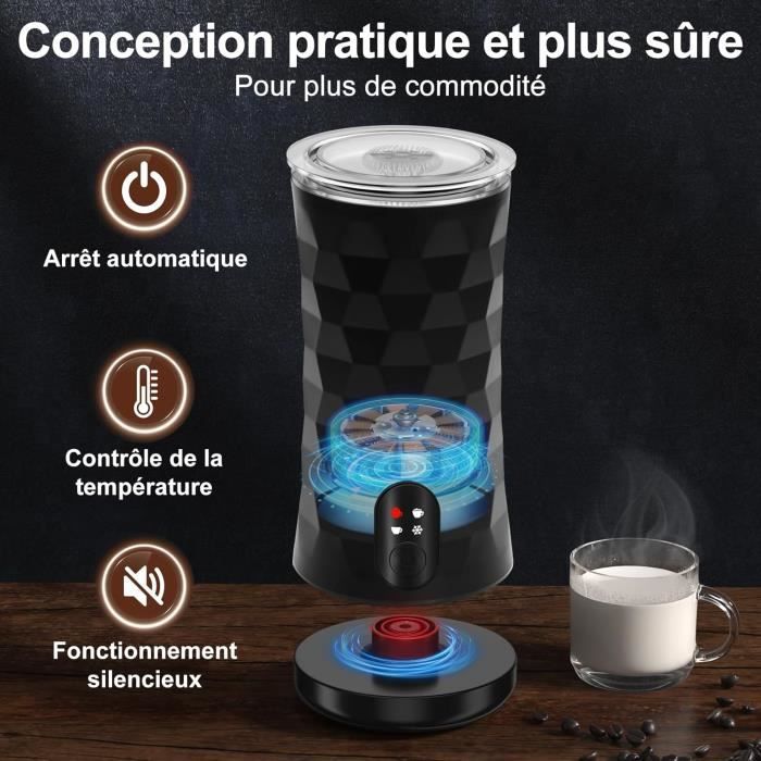Mousseur à Lait Électrique 4-en-1 500W – 700 Ml, Mousse Chaude/Froide, Lait Chaud, Chocolat
