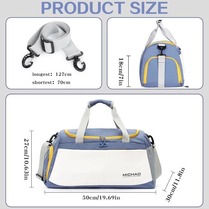 Sac De Sport Pliable 35L ROEOWENE - Avec Compartiment Chaussures - Léger & Résistant - Gym Voyage Sport