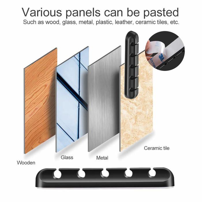 4 Pièces Organisateur De Câbles Auto-Adhésif - Range Cordon Cuisine Pour Cafetière Et Appareils Électroménagers (Noir)