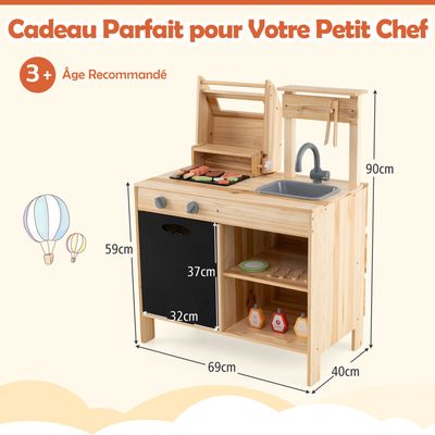 GOPLUS Cuisine pour Enfants, avec Étagères de Rangement, Réservoir d'eau, Robinet & Évier Amovible, Accessoires Inclus, pour 3 Ans