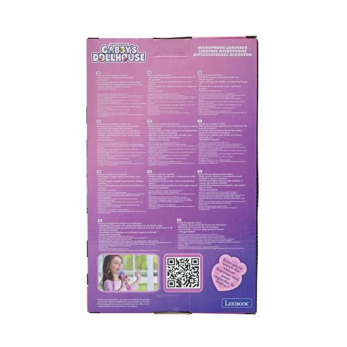 Lexibook, Gabby et la Maison Magique, Microphone Lumineux pour Enfant, Jeu Musical, Haut-Parleur intégré, Effets Lumineux, mélodies de démonstration, Rose/Bleu, MIC80GDHLXB
