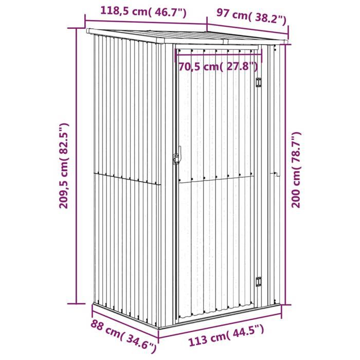 Abri De Jardin Extérieur En Bois – 5 étagères – Verrouillable – 80x35x177 Cm