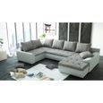 Canapé Dangle Panoramique 6 Places Joya Gris Et Blanc Pu