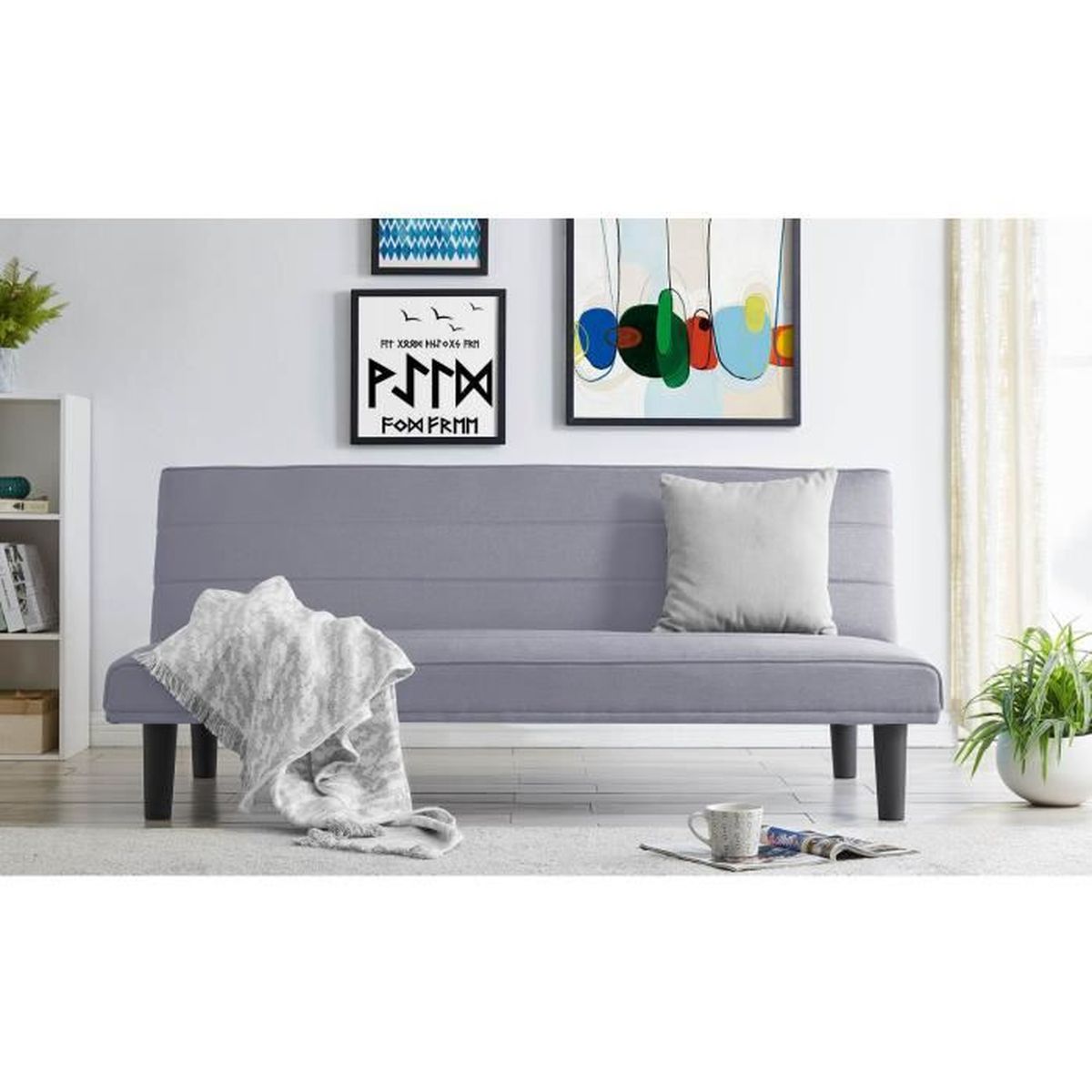Banquette Clic Clac Convertible En Tissu Gris Albert Cdiscount Maison