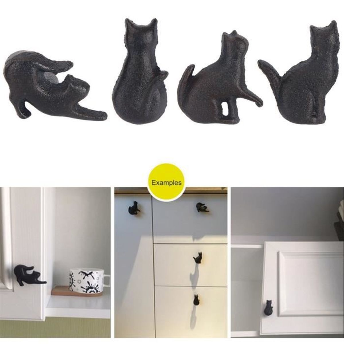 Margueras 4pcs Poignee D Armoire Bouton A Tiroir En Forme De Chat