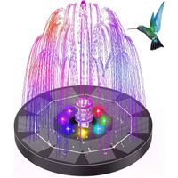 Fontaine Solaire Extérieur 3.5 W avec Lumières Colorées LED et Batterie et 6 Buses, pour Jardins, Etangs, Bain d'oiseaux[14]