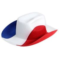 Chapeau cowboy bleu blanc rouge pour adulte homme et femme (Alsino 00-0997) supporter des bleus soirée à thème
