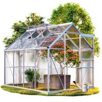 Serre De Jardin En Aluminium 11,73m³ Avec 4 Fenêtres - 380 X 190 Cm - Neuf Deuba