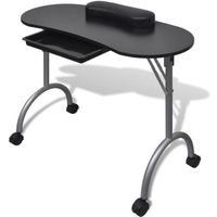 Table de manucure pliante noire avec roulettes Table de travail bureau informatiqueTable CosméTique Santé et beauté noir
