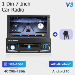 AUTORADIO V3-MIC - autoradio Android 7 ", Navigation GPS, écran IPS, lecteur DVD, universel, Carplay, WiFi, vidéo,