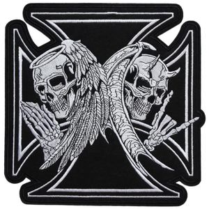 Bonnet Biker tête de mort avec emblème croix de malte