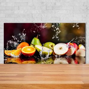 Credence De Cuisine Adhesive En Verre De Synthese Fruits Avec Eclaboussures D Eau L 180 X H 50 Cm Achat Vente Credence Credence De Cusine Fruits Cdiscount