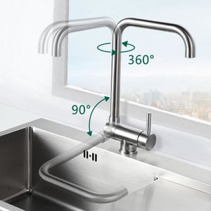 Homelody Robinet de Cuisine Mitigeur Rabattable Bec Rotatif Pivotant Repliable pour Evier Contre Fen/être Chrom/é Pliable Equip/é de Mousseur ABS Robinet Mitigeur pour Evier devant Fen/être