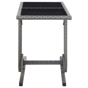TABLE DE JARDIN  Table de jardin Anthracite 110x53x72 cm Verre et résine tressée YIN