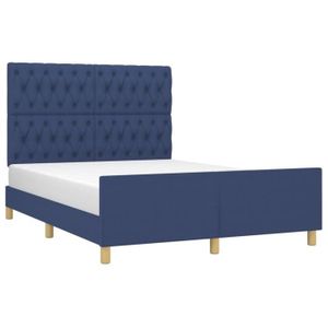 TÊTE DE LIT Cadre de lit avec tête de lit Bleu - YOSOO - 140 x