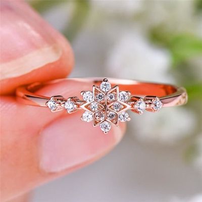 Couleur or rose taille 7 Bague flocon de neige en argent Sterling 100 veritable bague de mariage promesse Achat Vente bracelet gourmette couleur or rose taille 7 Bague Mixte Or rose Neuf Cd