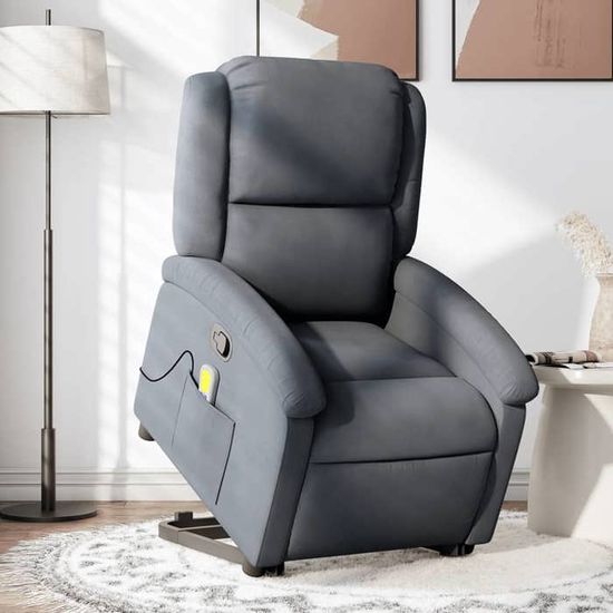 vidaXL Fauteuil Électrique de Massage, Siège Inclinable avec Dossier et Repose-Pied Réglables, Chaise de Salle de Séjour Salon, Moderne, Noir Similicuir