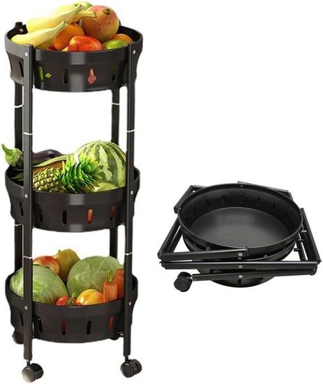 Chariot de Cuisine avec Tiroir, Armoire et Étagère à Épices - Chariot Roulant Étanche