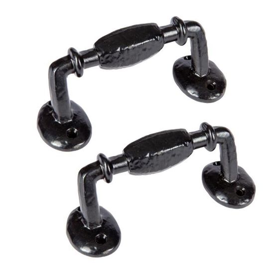 Poignées de porte fer forgé COQ noir 330X36 mm Trou de clé L - SECURY-T
