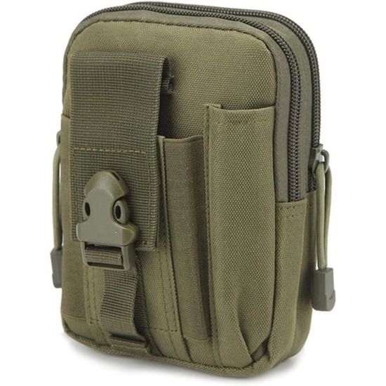 Sac Tactique Militaire Molle Fanny Pack Double Couche - Porte Téléphone <7 Pouces, Noir