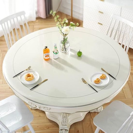 Nappe Ronde de Table Transparente en PVC Imperméable,1.5mm Epais Cristal  Anti-Tache Protège Bois Marbre Verre pour Cuisine Res[623] - Cdiscount  Maison