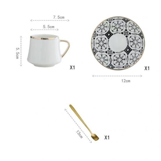 Tasse à Café En Céramique Tulipe Avec Soucoupe - Blanc, Design Unique, Capacité ~280 Ml (9.5-10 Oz)