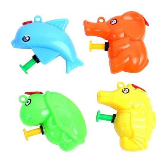 Lot 4 Mini Pistolets à Eau Animaux - 80 Ml, Portée 6 M, ABS, Pour Bain, Jardin, Plage, Garçons/filles