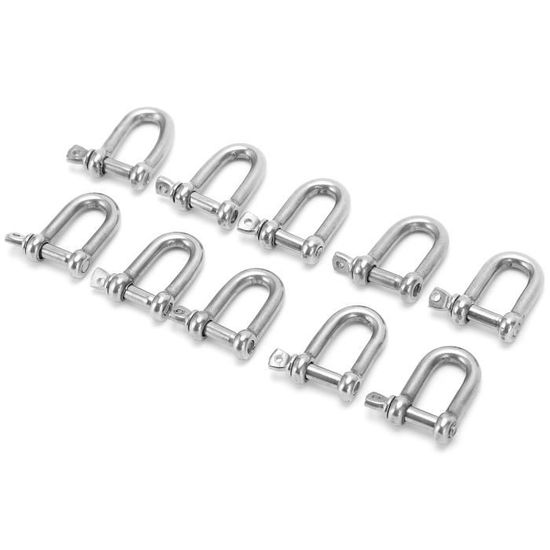 2x Manille En D Acier Inoxydable 304 - M4, 5/32" - Charge Max 80 Kg (176 Lbs) - Pour Chaînes, Câbles