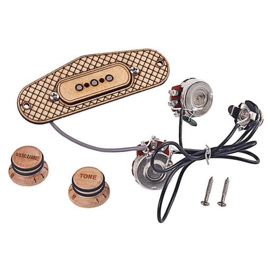 Micro Magnétique Pré-câblé Pour Guitare Cigar Box 4 Cordes - Classe A Silencieux, Réglable - Avec Boutons Volume/tonalité, Installation Facile Sans Soudure - 2