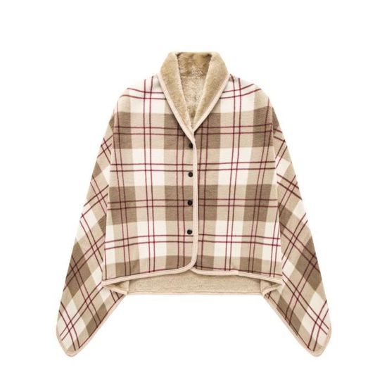 Plaid Chale Poncho Couverture SIVENKE Femme - Polaire à Carreaux Avec Boutons | 3 En 1 Confortable Poncho Chauffant Femme