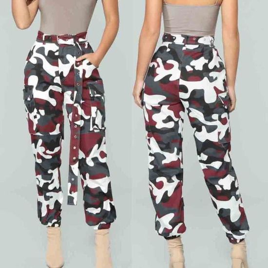 Pantalon cargo femme camouflage top